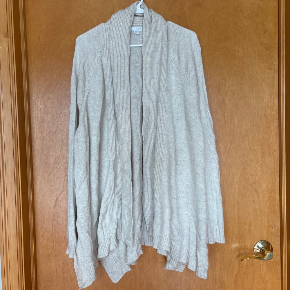 Pure Jill Oatmeal Heathered Open Front Drape Cardigan Sweater Womens 3x‎